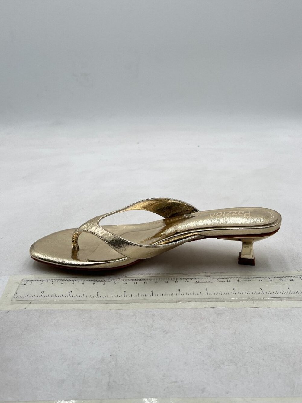 Pazzion Gold Flip Flops Open Toe Low Heels Thong Sandals Casual Daily Shoe